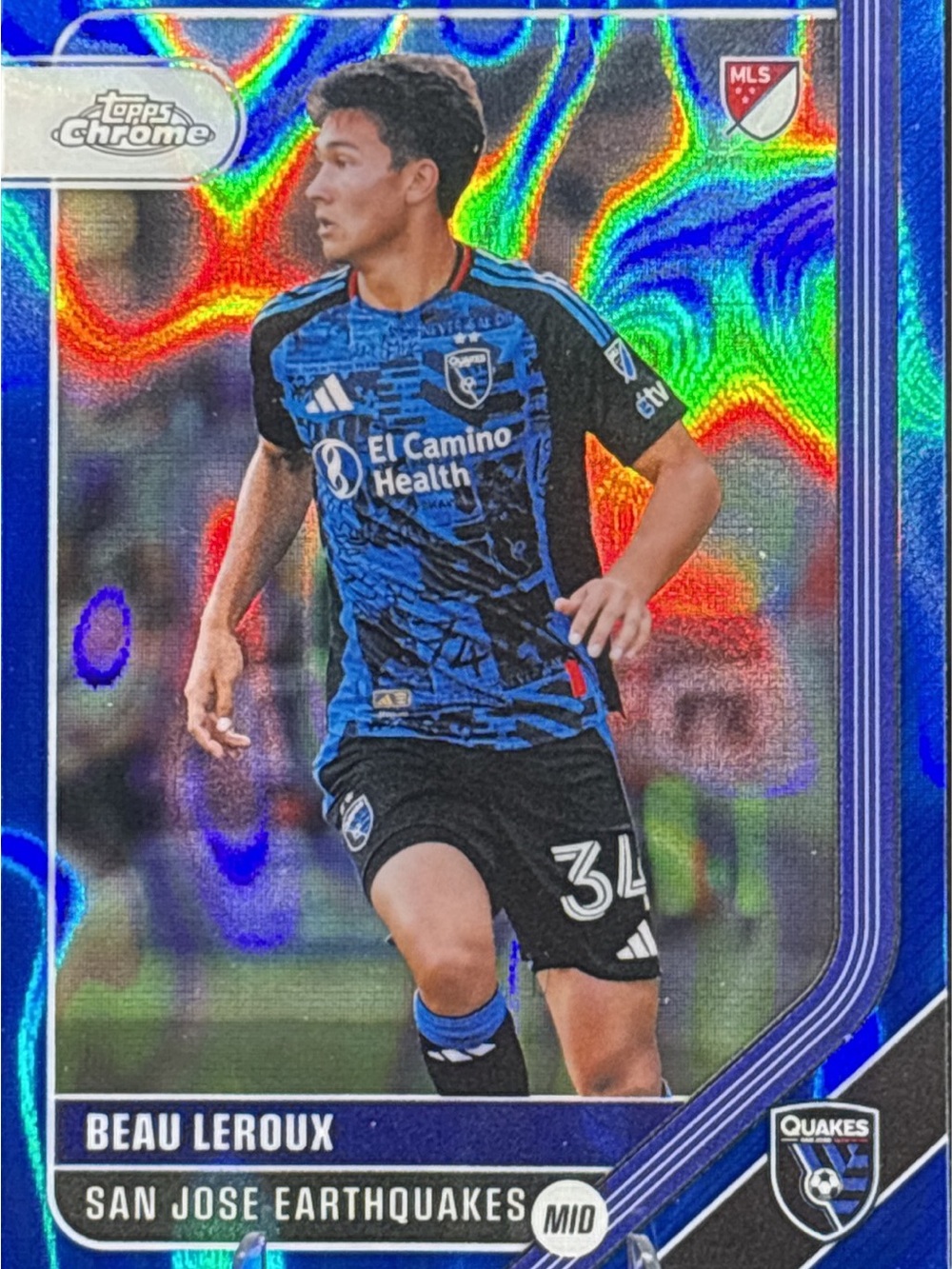 Topps Chrome Blue Refractor San Jose Earthquakes Beau LeRoux Soccer Card